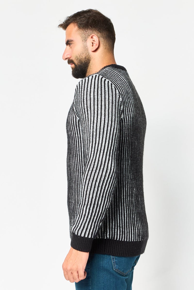 Reserved Men Crew Neck Stripe Sweater, Multicolor - Image 3