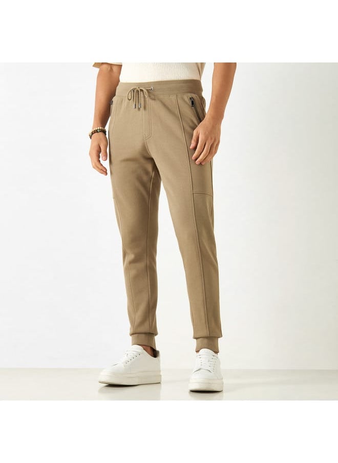Iconic Iconic Solid Slim Fit Joggers with Drawstring Closure and Pockets  - Image 1