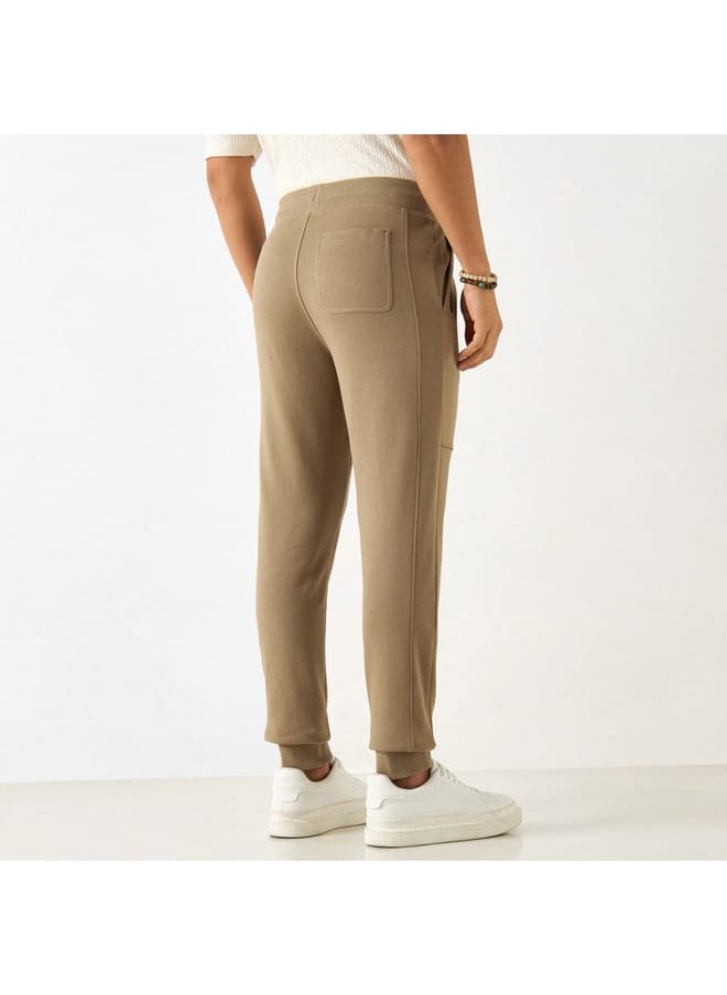 Iconic Iconic Solid Slim Fit Joggers with Drawstring Closure and Pockets  - Image 3