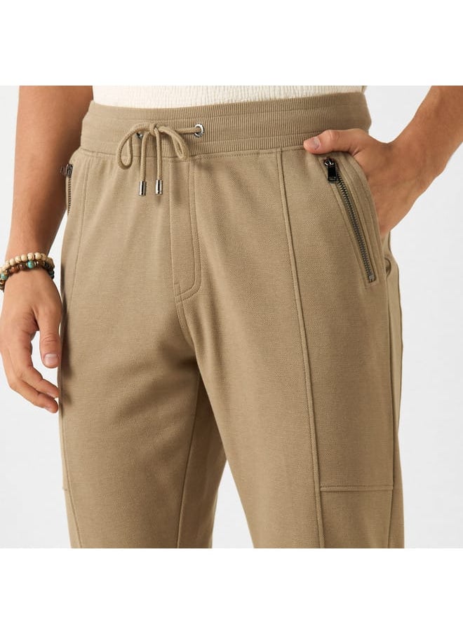 Iconic Iconic Solid Slim Fit Joggers with Drawstring Closure and Pockets  - Image 4