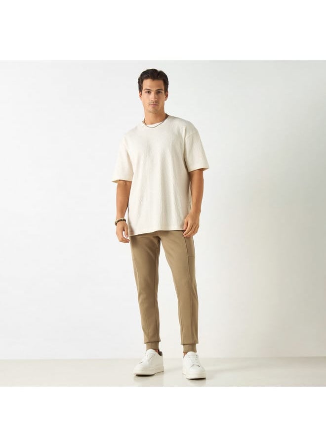 Iconic Iconic Solid Slim Fit Joggers with Drawstring Closure and Pockets  - Image 2