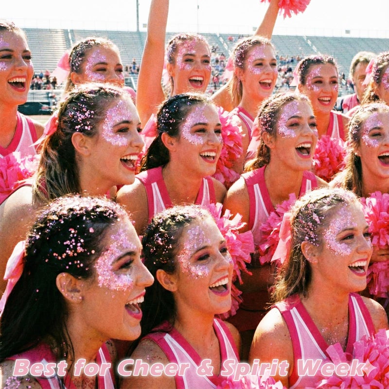 Paminify Valentine Pink Hair Glitter Stick,Cheer Body Face Glitter,Waterproof Singer Concert Music Festival Pink Out Accessories for Spirit Week,Halloween Shimmer Holographic Body Paint - Image 2