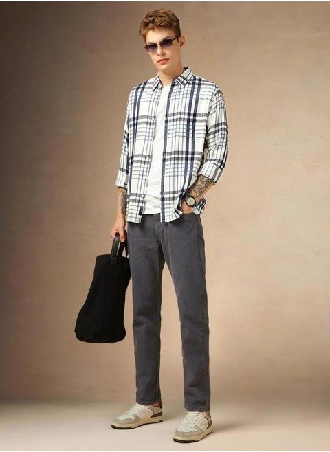 Checked Button-Down Casual Shirt by Styli