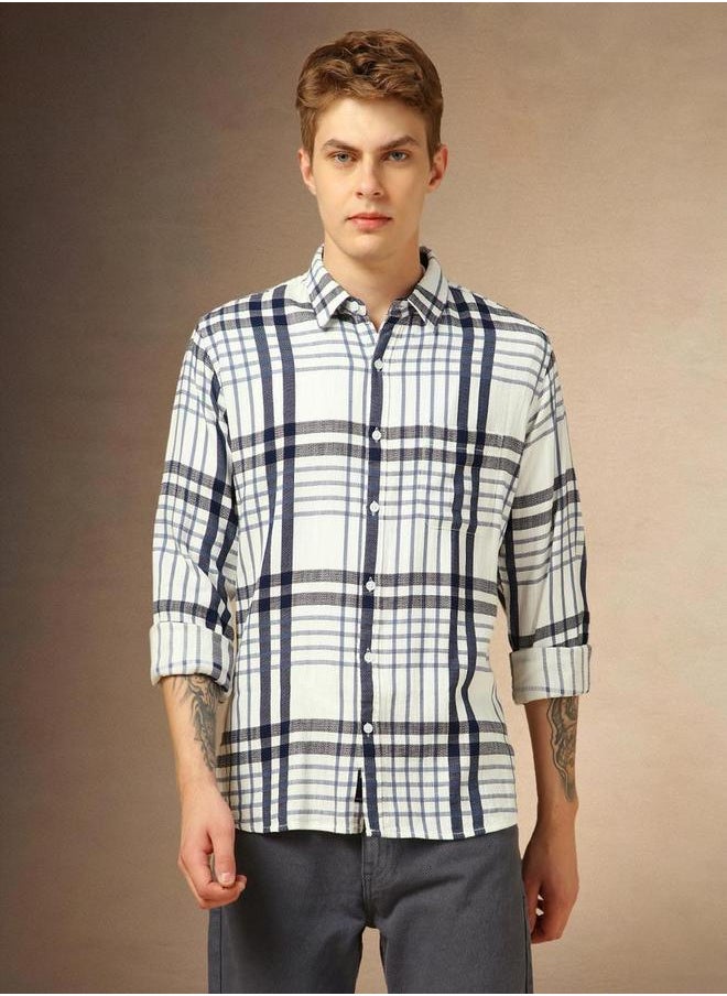 Checked Button-Down Casual Shirt by Styli