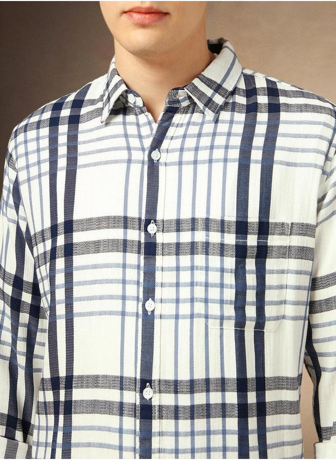 Checked Button-Down Casual Shirt by Styli