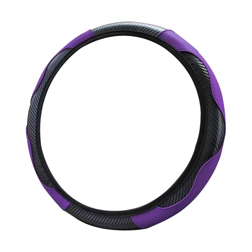 ZIMISI Car Steering Wheel Cover 15 Inch AntiSlip Breathable Wheel Cover Carbon Fiber Leather Steering Wheel Cover for Women Men Universal Car Interior Accessories for Most Cars Purple - Image 1
