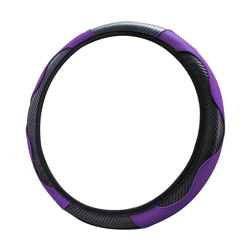 ZIMISI Car Steering Wheel Cover 15 Inch AntiSlip Breathable Wheel Cover Carbon Fiber Leather Steering Wheel Cover for Women Men Universal Car Interior Accessories for Most Cars Purple - Image 3