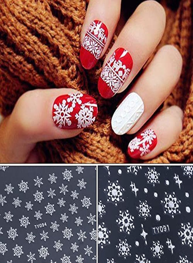 ZEYER Christmas Nail Art Sticker Decals 3D Snowflake Designs Exquisite Golden Silver White Nail Art Supplies Selfadhesive Luxurious Winter New Year Nails Decorations Design Diy Acrylic Nail Art 12 Sheet - Image 4