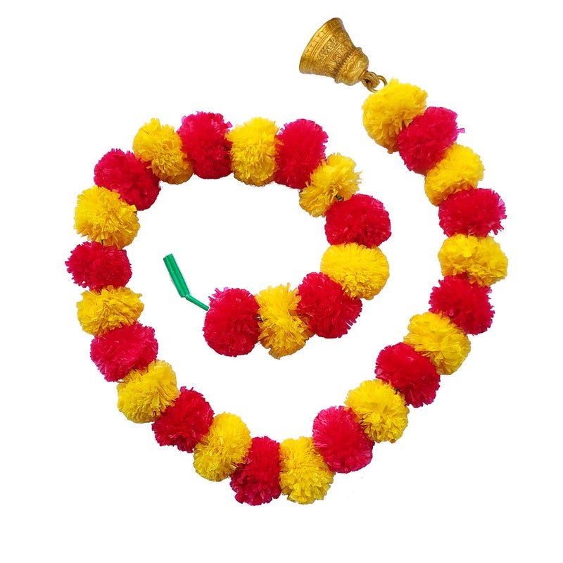 iHandikart iHandikart Artificial Garlands with Bell in The Bottom Used for Diwali Decorations Color Yellow Red Pack of 10 HV31047B  - Image 5