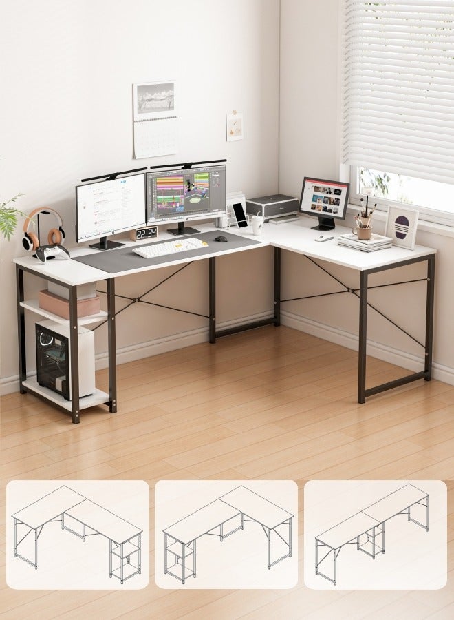Harlan L-Shaped Desk Computer Corner Table Study Desk Home Office Workstation Modern Simple Style Writing Desk Table - Image 3
