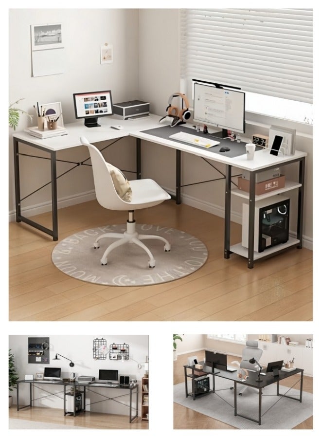 Harlan L-Shaped Desk Computer Corner Table Study Desk Home Office Workstation Modern Simple Style Writing Desk Table - Image 4