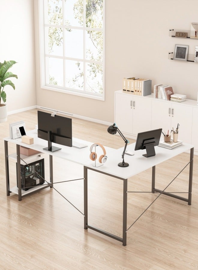 Harlan L-Shaped Desk Computer Corner Table Study Desk Home Office Workstation Modern Simple Style Writing Desk Table - Image 5