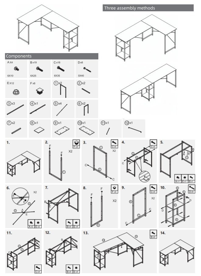Harlan - L-Shaped Desk Computer Corner Table Study Desk Home Office Workstation Modern Simple Style Writing Desk Table - Image 1