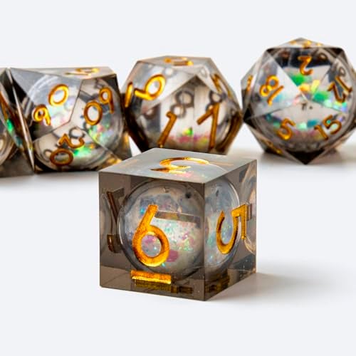Role dice Liquid Core DND Dice Set 7pcs Sharp Edge Dice for Role Playing Dungeons and Dragons Ttrpg with Gift Box Handmade Resin DD Dice RPG Role Playing Games Dice SetBlackColorful Quicksand - Image 5