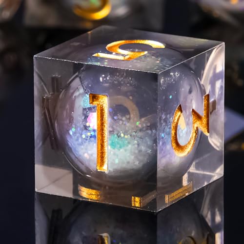 Role dice Liquid Core DND Dice Set 7pcs Sharp Edge Dice for Role Playing Dungeons and Dragons Ttrpg with Gift Box Handmade Resin DD Dice RPG Role Playing Games Dice SetBlackColorful Quicksand - Image 1