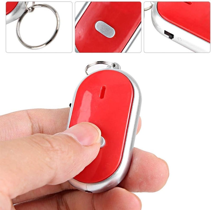 Premium Voice Control Anti Lost Device Key Finder Locator with Whistle Activation LED Light for Keys Wallet Pet Car Luggage ABS Material Red Blue Black White (Red) - Image 1