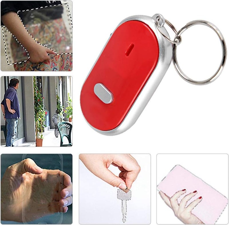 Premium Voice Control Anti Lost Device Key Finder Locator with Whistle Activation LED Light for Keys Wallet Pet Car Luggage ABS Material Red Blue Black White (Red) - Image 5