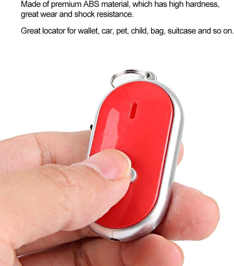Premium Voice Control Anti Lost Device Key Finder Locator with Whistle Activation LED Light for Keys Wallet Pet Car Luggage ABS Material Red Blue Black White (Red) - Image 2
