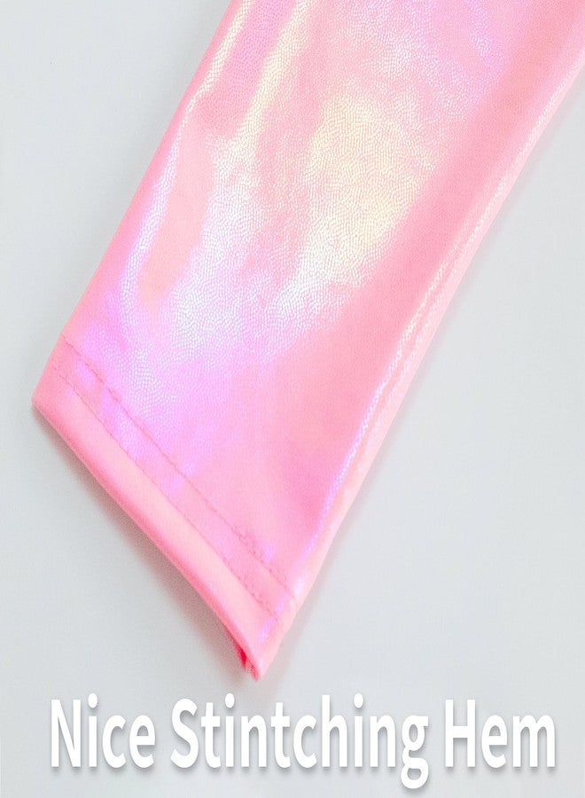 Gnainach Girls Metallic Leggings Size 6-7 Years Old Holographic Pink Comfort High Waisted Yoga Pants for Kids Dance Running - Image 5