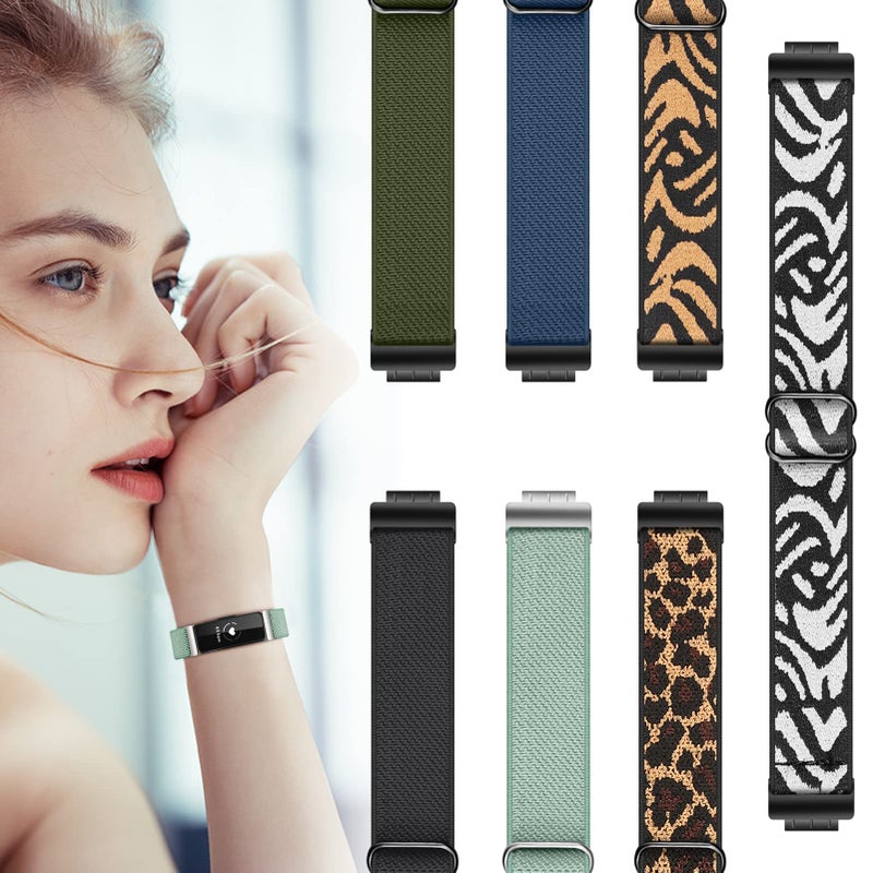 FINTIE Elastic Bands Compatible with Fitbit Inspire 2 1 HR/Ace 3 2, Adjustable Stretchy Nylon Loop Band Breathable Replacement Strap Accessory Wristband, Olive - Image 3