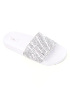 Slip On White & Silver Comfy Rubber Slippers