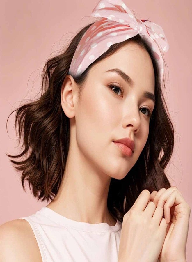KuuGuu 5 PCS Polka Dot Headbands for Women Girls Bunny Ear Knotted Bow Head bands Cute Retro Wide Headdress Fashion Anti-slip Hair Accessories Daily Birthday Party Christmas Hair Decoration （5 Color） - Image 4