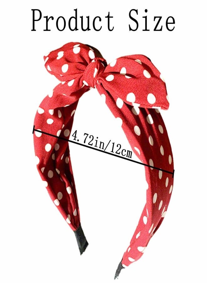 KuuGuu 5 PCS Polka Dot Headbands for Women Girls Bunny Ear Knotted Bow Head bands Cute Retro Wide Headdress Fashion Anti-slip Hair Accessories Daily Birthday Party Christmas Hair Decoration （5 Color） - Image 2