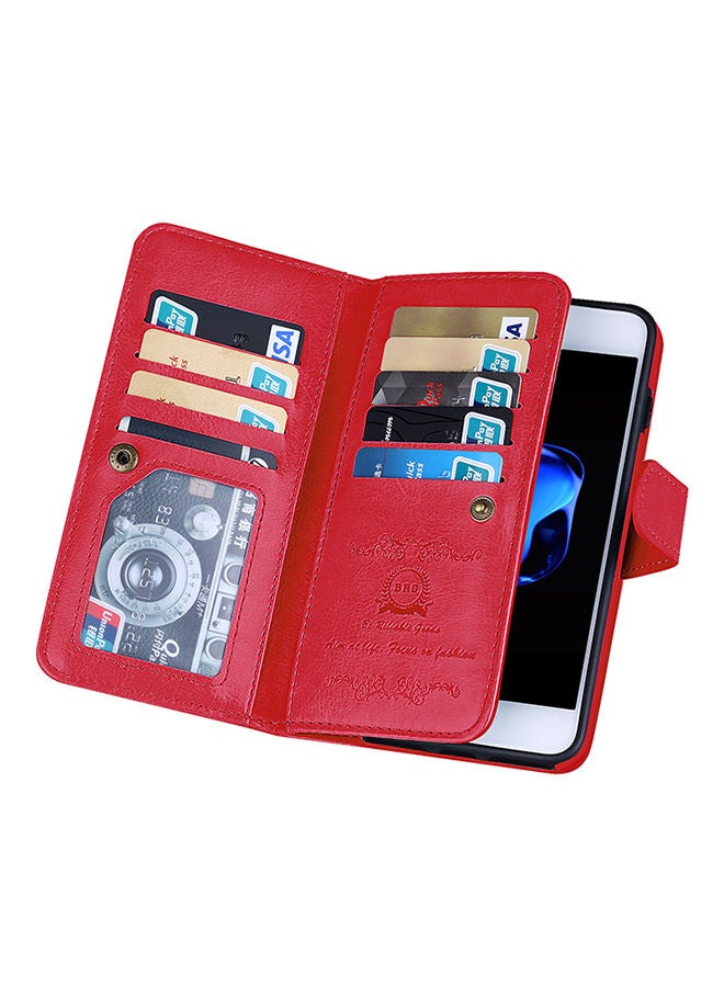 NIBEMINENT Protective Wallet Case Cover For Apple iPhone 7 Plus Red  - Image 5