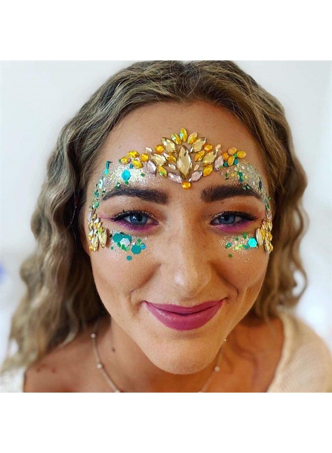 TOPAZ women mermaid face gems make up face jewels body glitter rhinestone rave festival face body temporary tattoos for music festivals bohemian felf-adhesive crystal sticker - Image 3