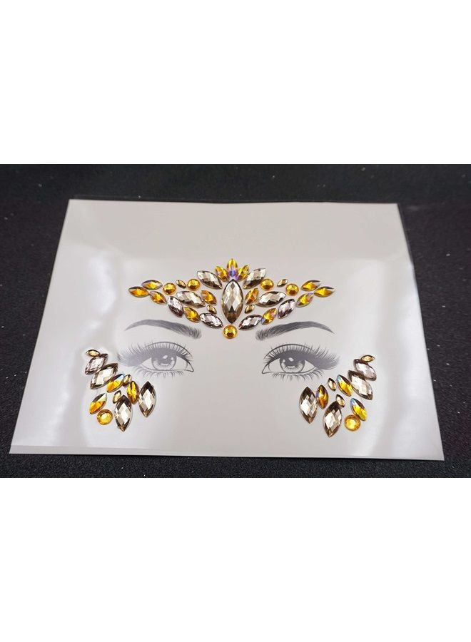 TOPAZ women mermaid face gems make up face jewels body glitter rhinestone rave festival face body temporary tattoos for music festivals bohemian felf-adhesive crystal sticker - Image 2