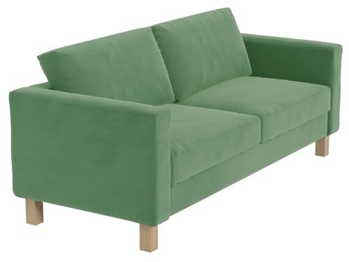 Custom Slipcover Replacement Heavy Duty Velvet Karlstad Three Seat (Not Loveseat) Sofa Cover (Width: 205CM, Not 165CM) Replacement Custom Made Compatible with IKEA Karlstad 3 Seat Sofa Couch Slipcover (Velvet Light Green Sofa) - Image 3