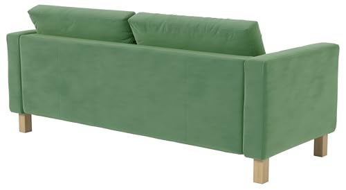 Custom Slipcover Replacement Heavy Duty Velvet Karlstad Three Seat (Not Loveseat) Sofa Cover (Width: 205CM, Not 165CM) Replacement Custom Made Compatible with IKEA Karlstad 3 Seat Sofa Couch Slipcover (Velvet Light Green Sofa) - Image 2