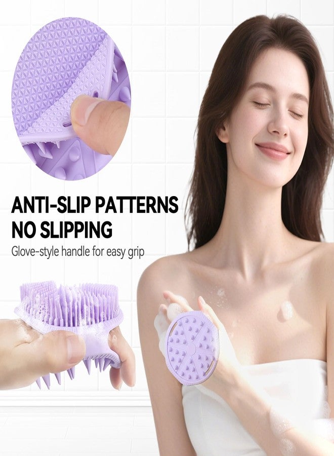 HAYSNA 2-Pack Soft Silicone Dual-Sided Body Scrubber & Loofah | Gentle Exfoliating Shower Brush for Men & Women | Creates Rich Lather, Easy to Clean (Gray & Purple) - Image 3