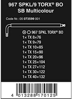 Wera 967 Spkl/9 Tork Bo Sb Hexagon Set 05073599001  - Image 3