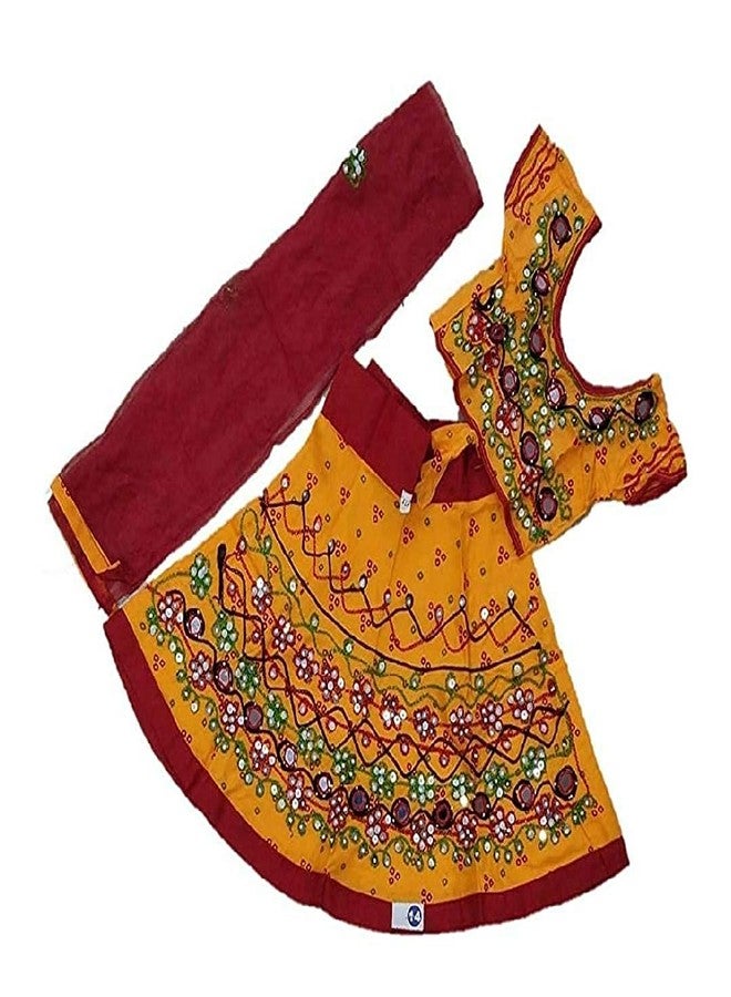 ANNA'S Baby Girl Cotton Readymade Lehenga Choli Set (KUM-YL1_YELLOW_3 Months-6 Months) - Image 1