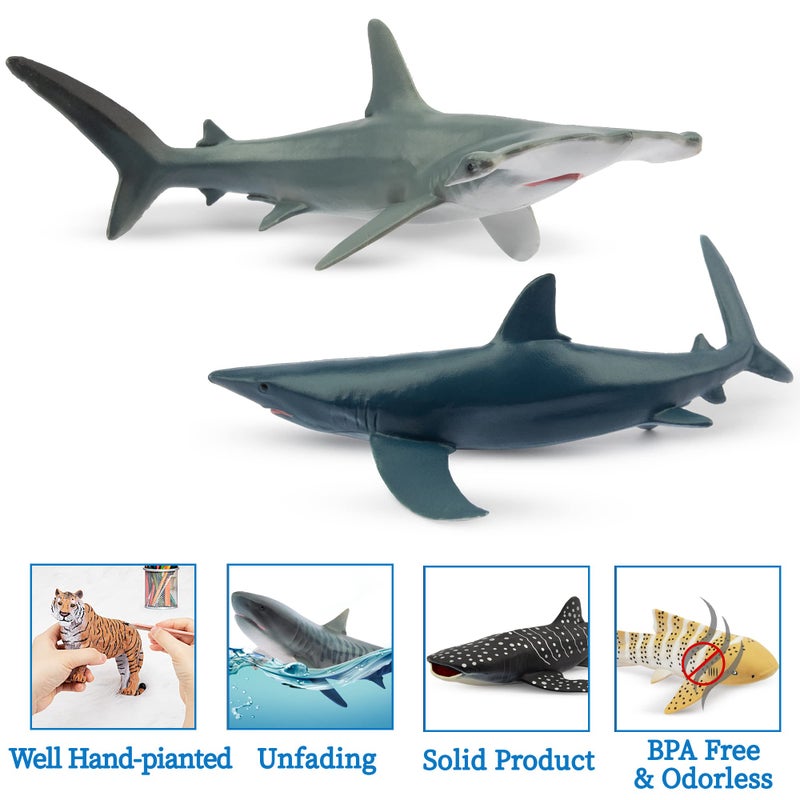 Toymany 6PCS 5-6" L Realistic Shark Bath Toy Figurines, Plastic Ocean Sea Animals Figures Set Includes Great White Shark Cake Toppers Christmas Birthday Gift for Kids Toddlers - Image 5