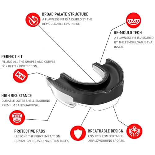 Proberos® Boxing Mouthguard, High-Density EVA Teeth Guard for Upper Teeth, Ergonomic Molded Mouthguard, Shock Absorption, Comfort Fit, Easy-to-Clean, One Size for Adults & Teens, Includes Storage Case - Image 3