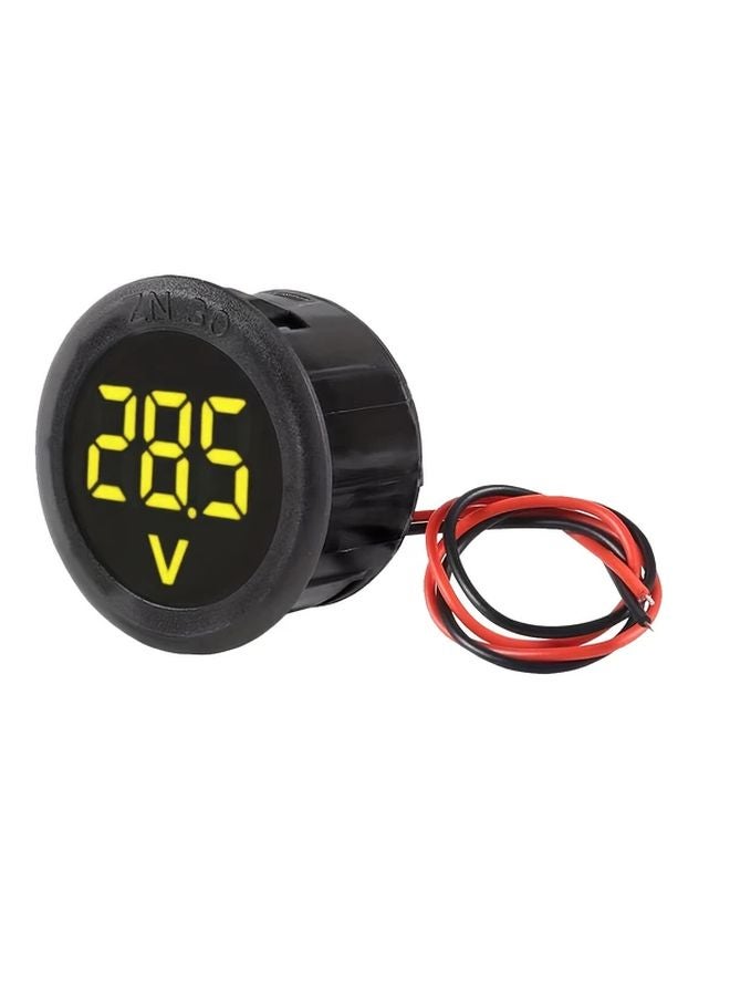 Yellow DC Digital Voltmeter 4 100V LED Display Round 2 Wire Voltage Current Monitor - Image 1