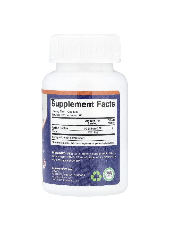 Vitamatic فيتاميناتيك، باكillus سوبتيليس، 60 كبسولة DRcaps® من الهيبرومايلوز - Image 2