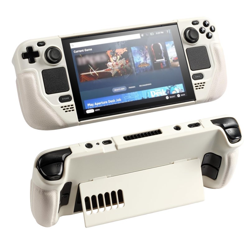 UYIYE Steam Deck OLED Case with Kickstand Premium Leather Grip Protective Cover for Steam Deck OLED LCD 20222023 Aesthetic Shockproof Shell Accessories AntiSlip Heat Dissipation White - Image 2