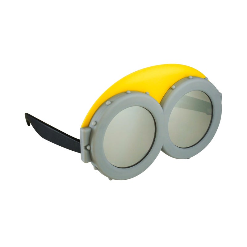 Sun-Staches Minions Official Child Goggles | Lil’ Characters Costume Accessory | Mirror Lenses, White Frames with Minion Yellow Mask | One Size Fits Most - Image 1