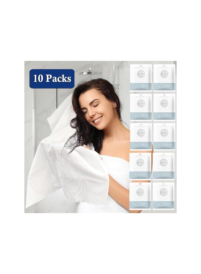 The Bros 10 Pack Disposable Bath Towels,Travel Portable Bath Towels,Thicken Soft Cotton Towels,Super Absorbent Towels for Traveling Camping Swimming,White Non Woven Cotton Towels for Hotel Spa Beach Gym - Image 2