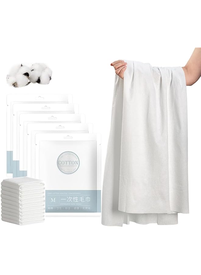 The Bros 10 Pack Disposable Bath Towels,Travel Portable Bath Towels,Thicken Soft Cotton Towels,Super Absorbent Towels for Traveling Camping Swimming,White Non Woven Cotton Towels for Hotel Spa Beach Gym - Image 1