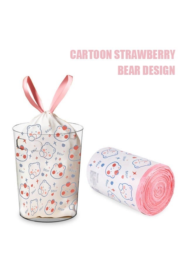 30 Pcs Cartoon Bear Drawstring Trash Bags, Durable Large Capacity Thickened Trash Bags, Multi Purpose Garbage Bag for Office Living Room Kitchen and Bathroom (Pink) - Image 5