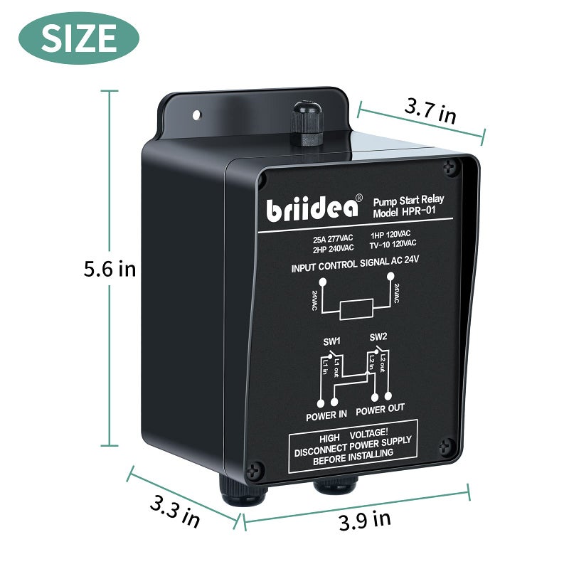 Briidea Pump Start Relay Sprinkler System 1-2 HP at 120/240V - Image 5