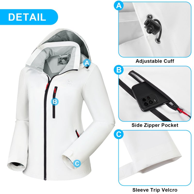 CAMEL CROWN Women's Waterproof Shell Jacket Windbreaker Hooded Rain Coat for Outdoor Hiking Climbing Traveling - Image 3