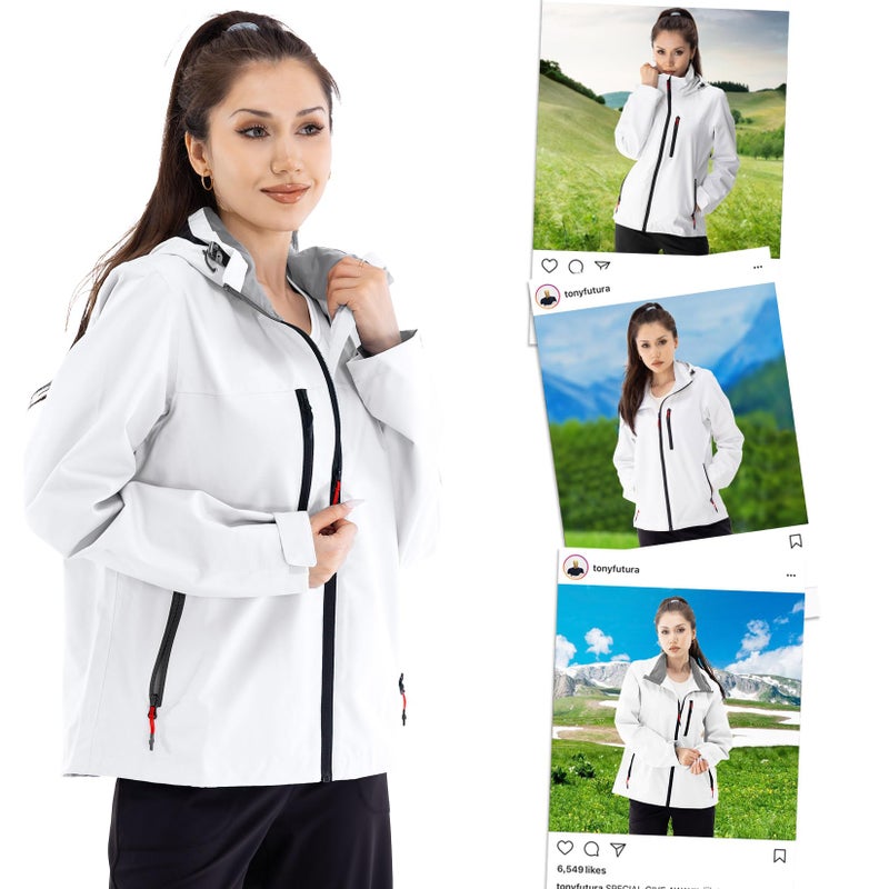 CAMEL CROWN Women's Waterproof Shell Jacket Windbreaker Hooded Rain Coat for Outdoor Hiking Climbing Traveling - Image 4