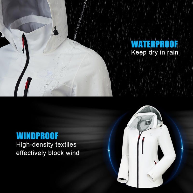 CAMEL CROWN Women's Waterproof Shell Jacket Windbreaker Hooded Rain Coat for Outdoor Hiking Climbing Traveling - Image 2
