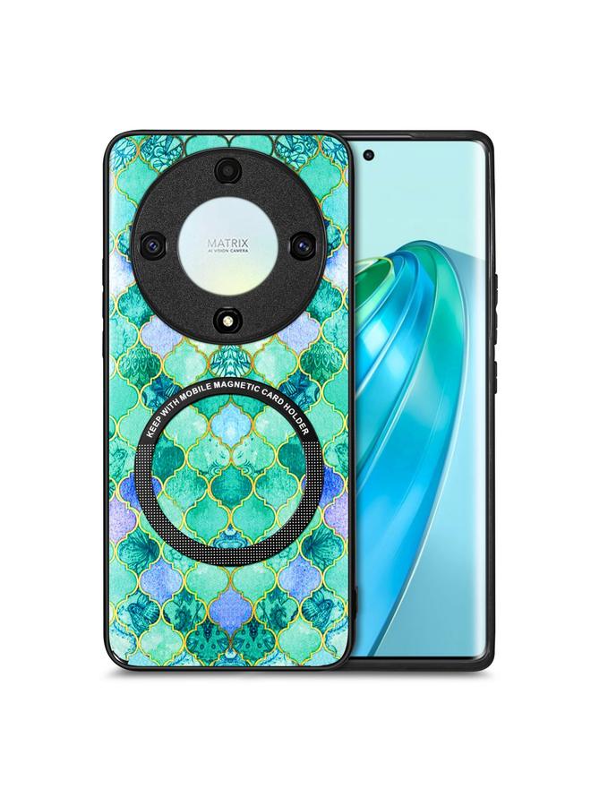 اس-توب جراب هاتف Honor X9A برسومات ملونة من الجلد مع غطاء خلفي مغناطيسي - Image 1