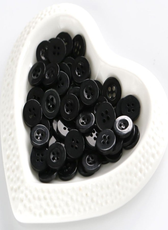 GANSSIA 300pcs 1/2 Inch (12.5mm) Small Size Round 4 Holes Buttons Black Color Button for Sewing Clothing or DIY Crafts Projects Gift - Image 3